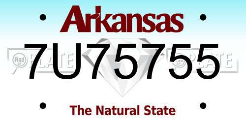 7U75755 Arkansas License Plate