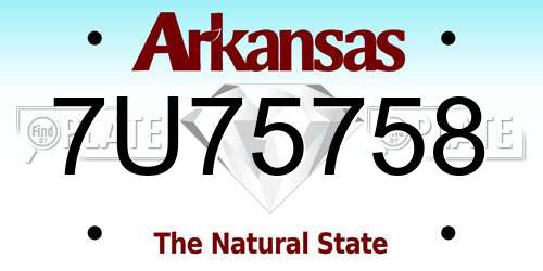 7U75758 Arkansas License Plate