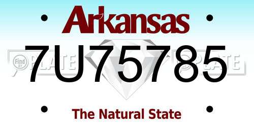 7U75785 Arkansas License Plate