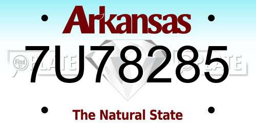 7U78285 Arkansas License Plate