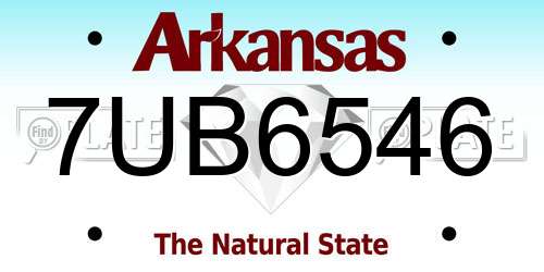 7UB6546 Arkansas License Plate