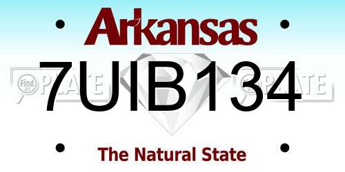 7UIB134 Arkansas License Plate