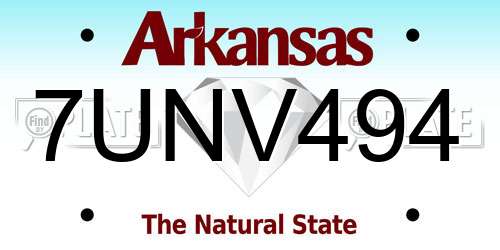 7UNV494 Arkansas License Plate