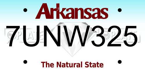 7UNW325 Arkansas License Plate