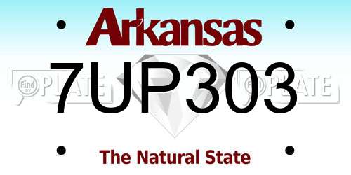 7UP303 Arkansas License Plate
