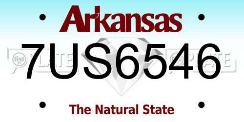 7US6546 Arkansas License Plate