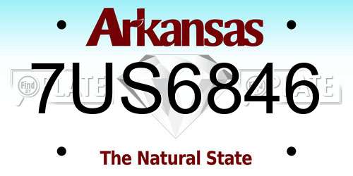 7US6846 Arkansas License Plate