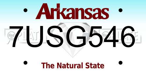 7USG546 Arkansas License Plate