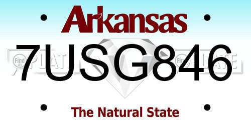 7USG846 Arkansas License Plate