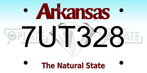 7UT328 Arkansas License Plate