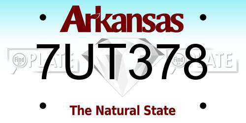 7UT378 Arkansas License Plate