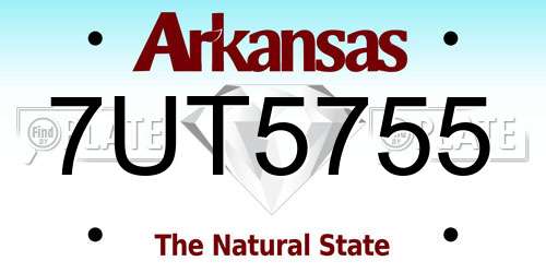 7UT5755 Arkansas License Plate