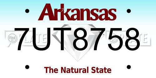 7UT8758 Arkansas License Plate