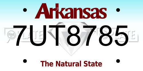 7UT8785 Arkansas License Plate