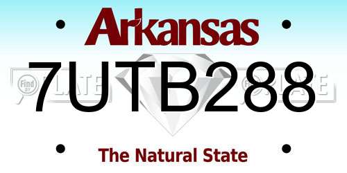 7UTB288 Arkansas License Plate