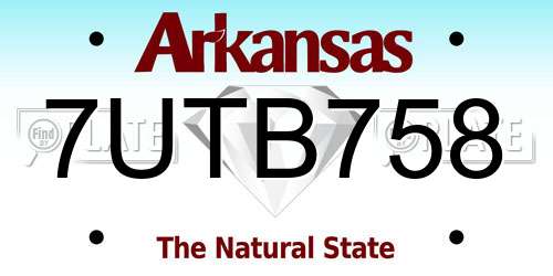 7UTB758 Arkansas License Plate