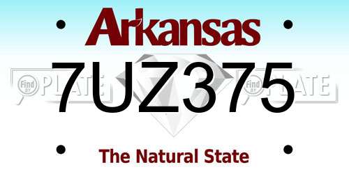 7UZ375 Arkansas License Plate