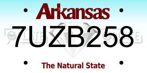 7UZB258 Arkansas License Plate
