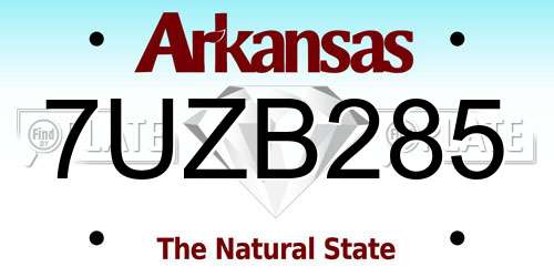 7UZB285 Arkansas License Plate