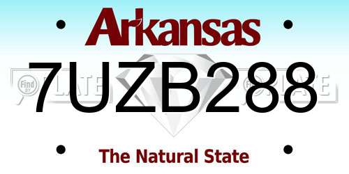 7UZB288 Arkansas License Plate