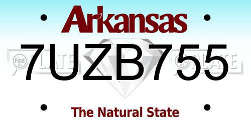 7UZB755 Arkansas License Plate