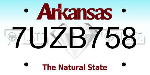 7UZB758 Arkansas License Plate