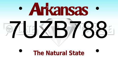 7UZB788 Arkansas License Plate
