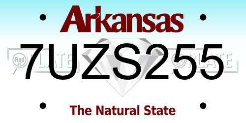 7UZS255 Arkansas License Plate