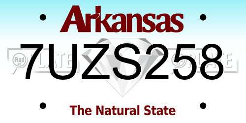7UZS258 Arkansas License Plate