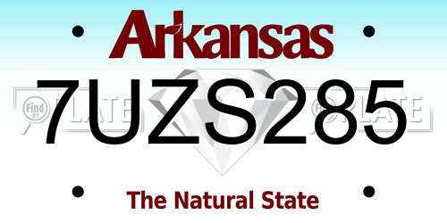 7UZS285 Arkansas License Plate
