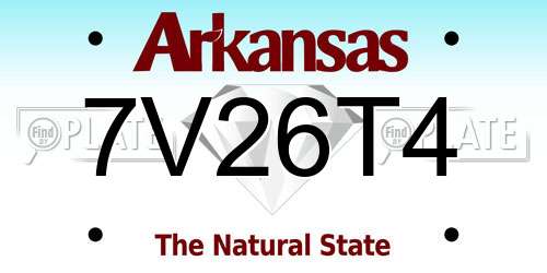 7V26T4 Arkansas License Plate