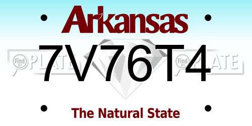 7V76T4 Arkansas License Plate