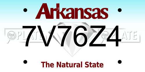 7V76Z4 Arkansas License Plate