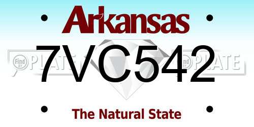 7VC542 Arkansas License Plate