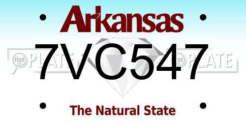 7VC547 Arkansas License Plate