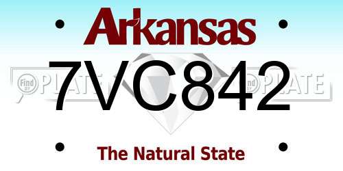 7VC842 Arkansas License Plate