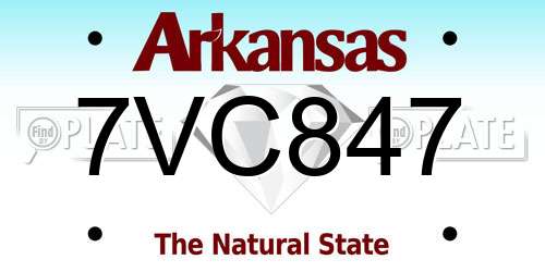 7VC847 Arkansas License Plate