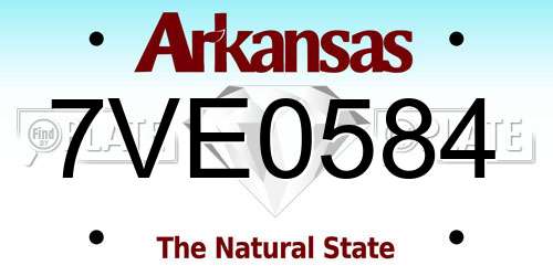 7VE0584 Arkansas License Plate