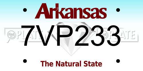 7VP233 Arkansas License Plate