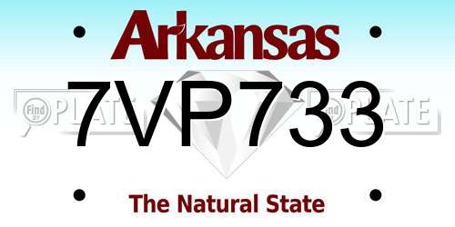 7VP733 Arkansas License Plate