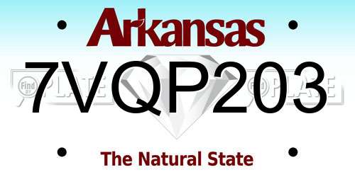 7VQP203 Arkansas License Plate