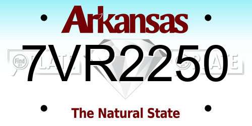 7VR2250 Arkansas License Plate