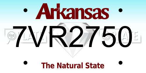 7VR2750 Arkansas License Plate