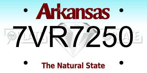 7VR7250 Arkansas License Plate
