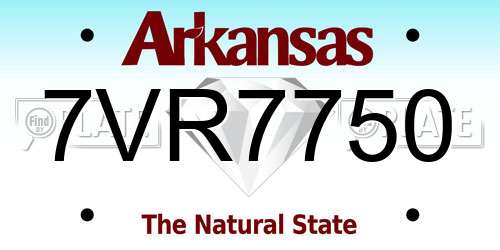 7VR7750 Arkansas License Plate