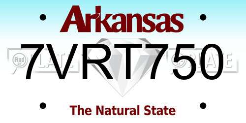 7VRT750 Arkansas License Plate