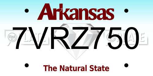 7VRZ750 Arkansas License Plate
