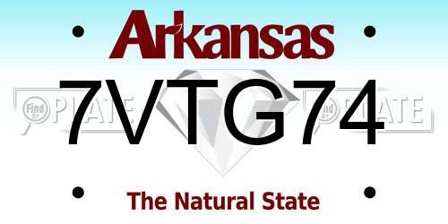 7VTG74 Arkansas License Plate