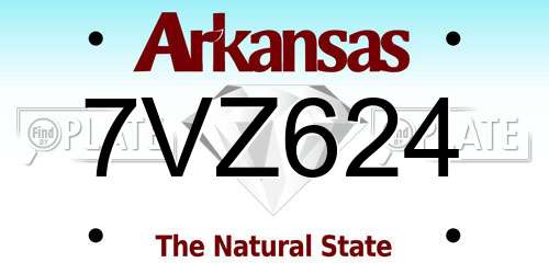 7VZ624 Arkansas License Plate