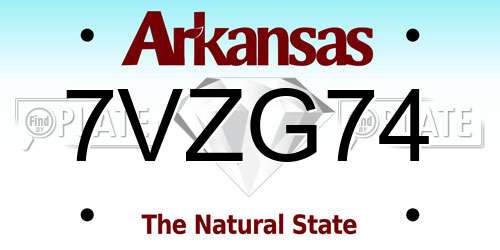 7VZG74 Arkansas License Plate